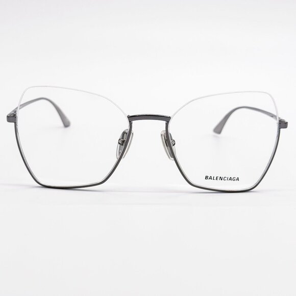 NEW BALENCIAGA EYEGLASSES BB0142O 001 GEOMETRIC SILVER WOMEN EYEWEAR BALENCIAGA - Picture 4 of 9